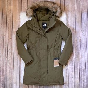 The North Face Olive Green Parka with Faux Fur Hood